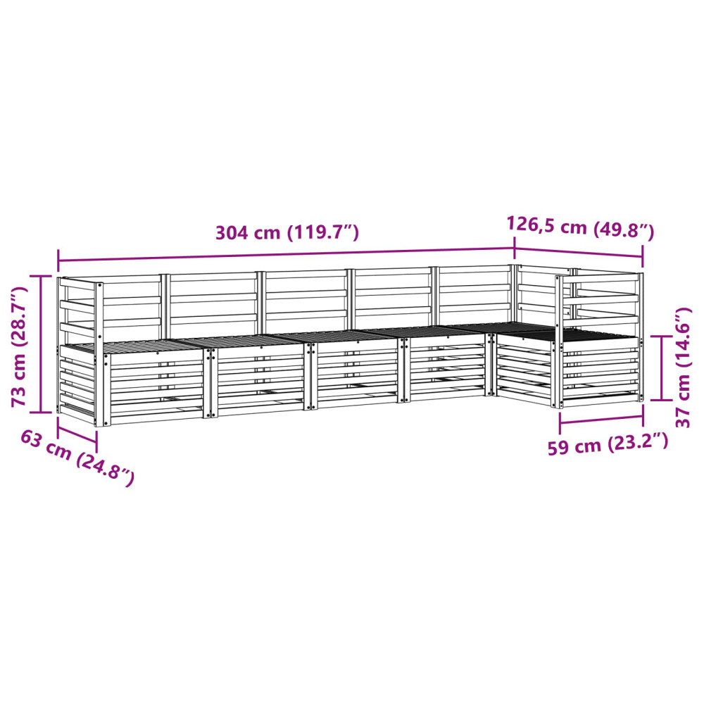 Produktbild för Sektionsoffgrupp 6 pcs Naturfärg Massivt Akaciaträ