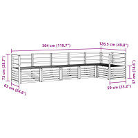 Produktbild för Sektionsoffgrupp 6 pcs Naturfärg Massivt Akaciaträ