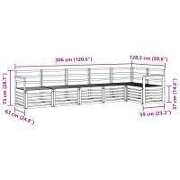 Produktbild för Sektionsoffgrupp 6 pcs Naturfärg Massivt Akaciaträ