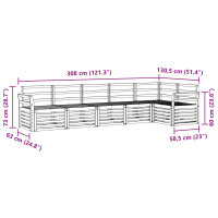 Produktbild för Sektionsoffgrupp 6 pcs Naturfärg Massivt Akaciaträ