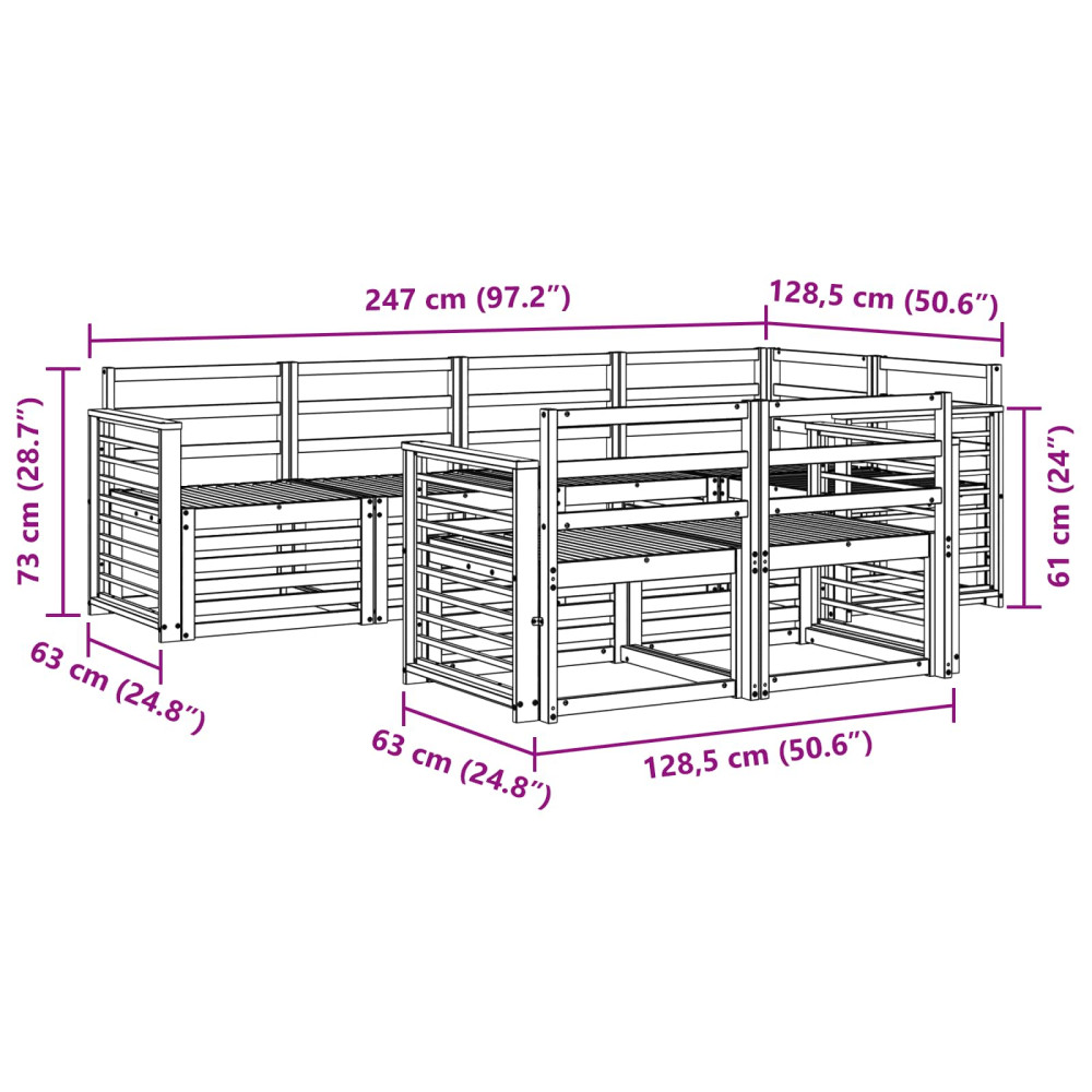 Produktbild för Soffgrupper 7 pcs Naturfärg Massivt Akaciaträ