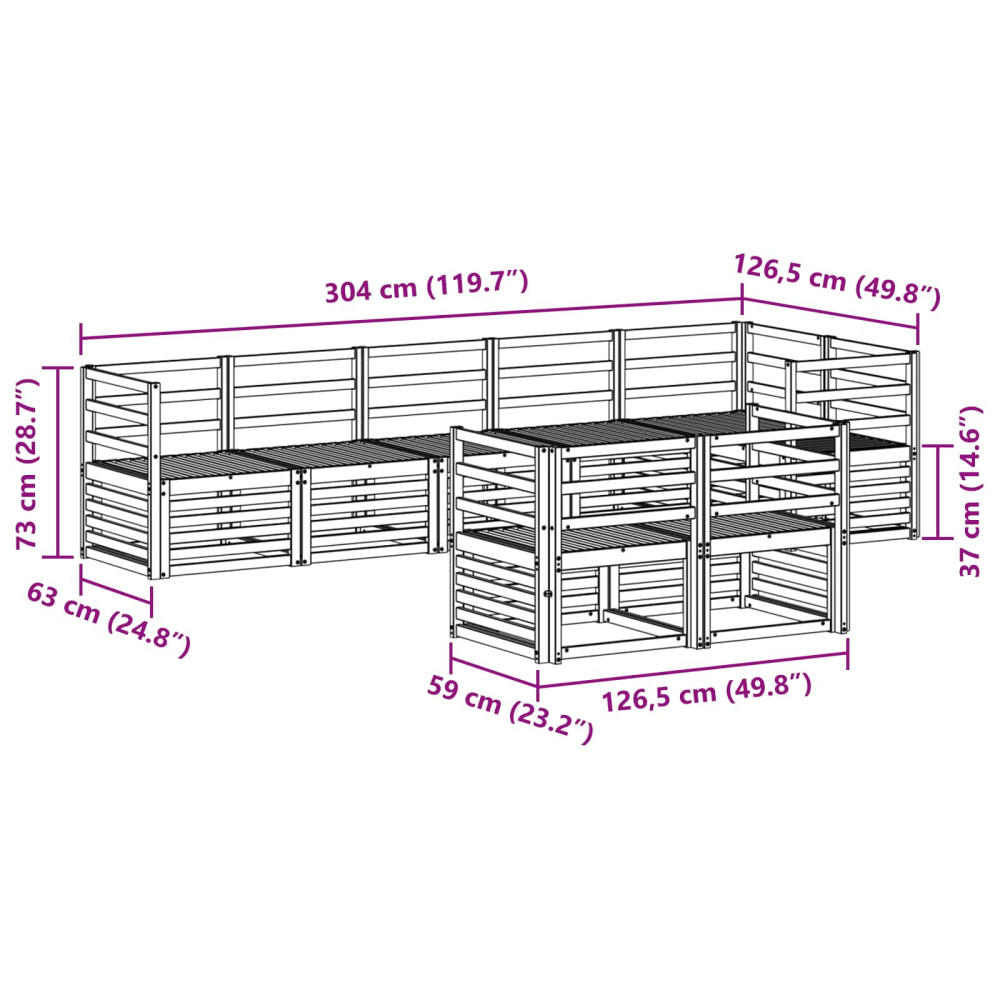 Produktbild för Soffgrupper 8 pcs Naturfärg Massivt Akaciaträ