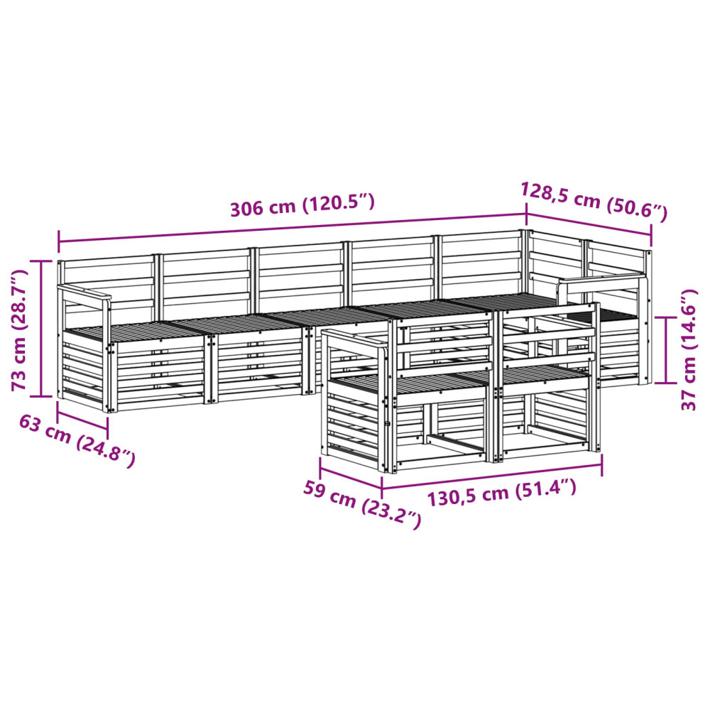 Produktbild för Soffgrupper 8 pcs Naturfärg Massivt Akaciaträ