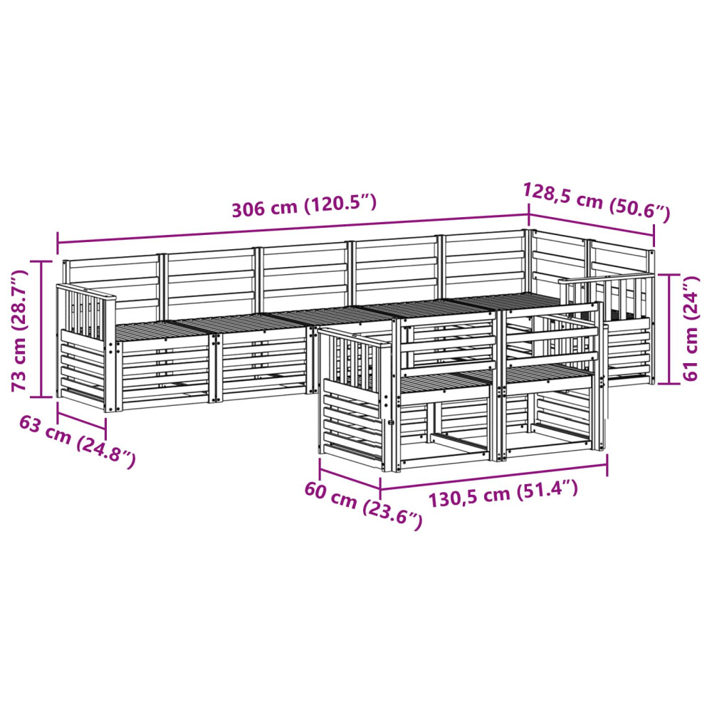 Produktbild för Soffgrupper 8 pcs Naturfärg Massivt Akaciaträ