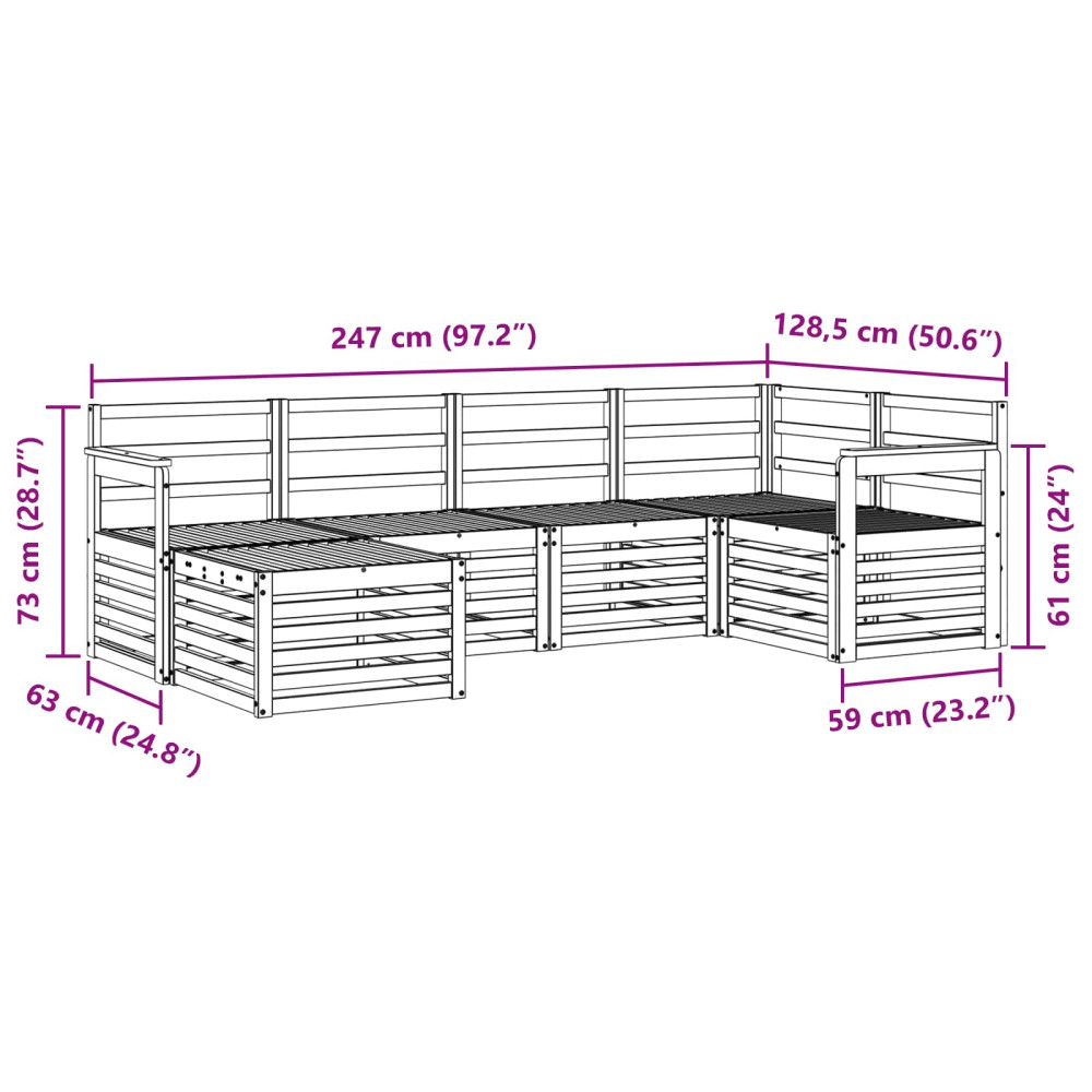 Produktbild för Sektionsoffgrupp 6 pcs Naturfärg