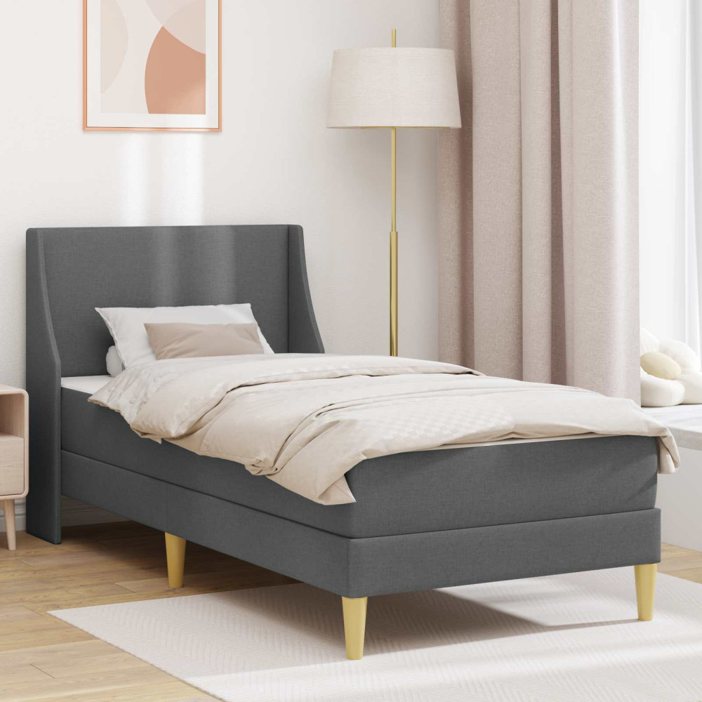 Produktbild för Sängram med madrass Mörkgrå 90 x 200 cm Polyester