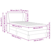Produktbild för Sängram med madrass Mörkgrå 100 x 200 cm Polyester