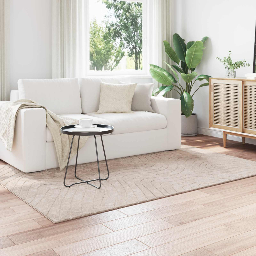Produktbild för Områdesmattor Rektangulär PALMERAS Beige 120 x 170 cm Polyester