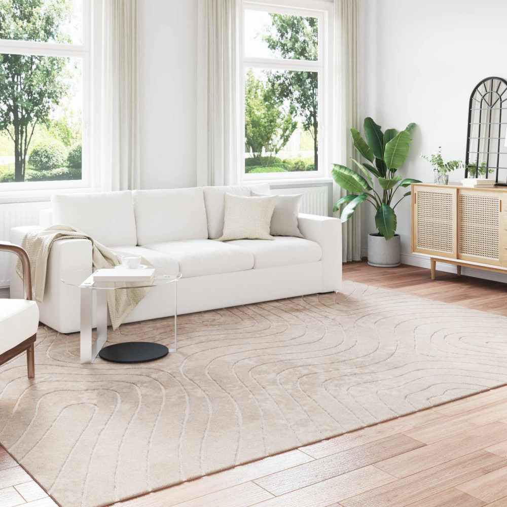 Produktbild för Områdesmattor Rektangulär PALMERAS Beige 200 x 280 cm Polyester