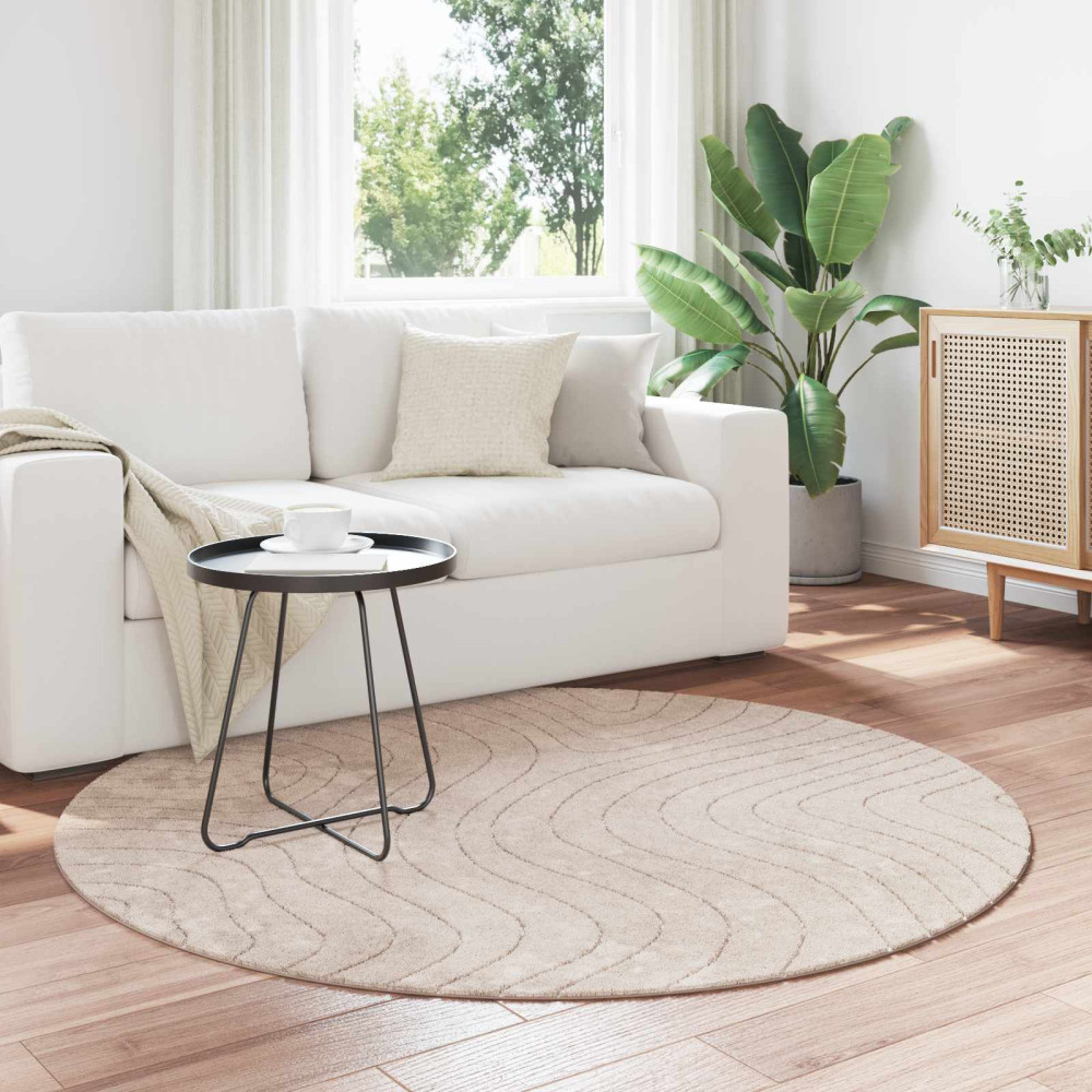 Produktbild för Områdesmattor Rund PALMERAS Beige Ø 120 CM Polyester