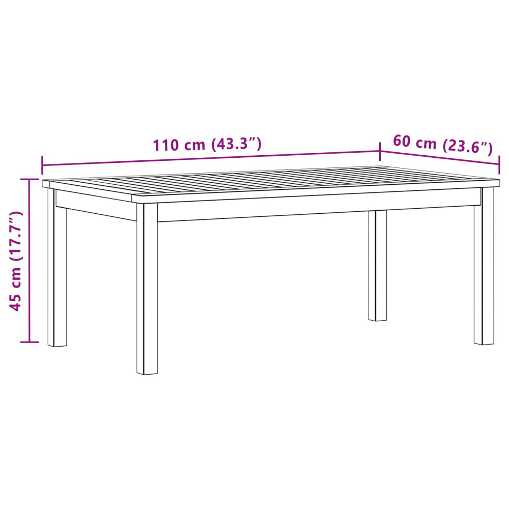 Produktbild för Kaffeebord Ljus akacia 110 x 60 x 45 cm Massivt Akaciaträ