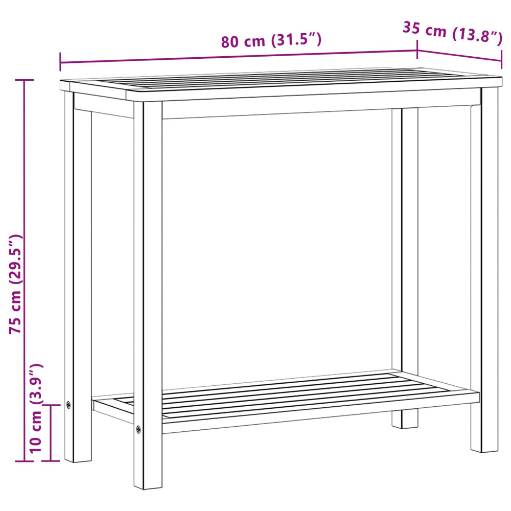 Produktbild för Trädgårdskonsolbord med lagring Ljus akacia 80 x 35 x 75 cm