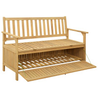 Produktbild för Förvaringsbänk med lagring 120 x 63 x 84 cm Massiv Akacia