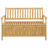 Produktbild för Förvaringsbänk med lagring 120 x 63 x 84 cm Massiv Akacia