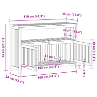 Produktbild för Trädgårdskonsolbord med lagring Ljus akacia 110 x 35 x 75 cm