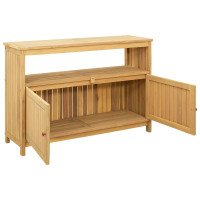 Produktbild för Trädgårdskonsolbord med lagring Ljus akacia 110 x 35 x 75 cm
