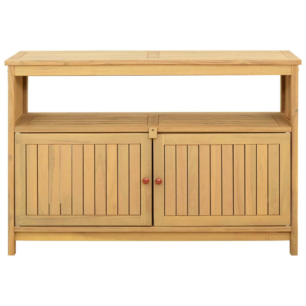 Produktbild för Trädgårdskonsolbord med lagring Ljus akacia 110 x 35 x 75 cm