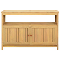 Produktbild för Trädgårdskonsolbord med lagring Ljus akacia 110 x 35 x 75 cm