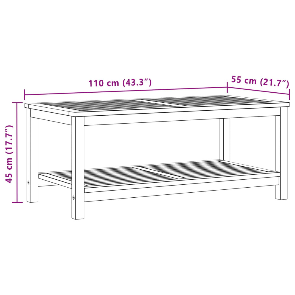 Produktbild för Sidobord Olivenatur 110 x 55 x 45 cm Massivt Akaciaträ