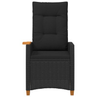 Produktbild för Fällstol med tehylla Svart 62 x 64 x 112 cm konstrotting