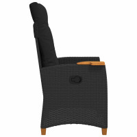 Produktbild för Fällstol med tehylla Svart 62 x 64 x 112 cm konstrotting