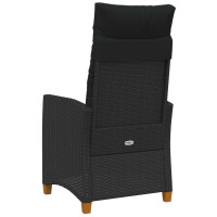 Produktbild för Fällstol med tehylla Svart 62 x 64 x 112 cm konstrotting