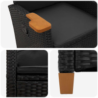 Produktbild för Fällstol med tehylla Svart 62 x 64 x 112 cm konstrotting