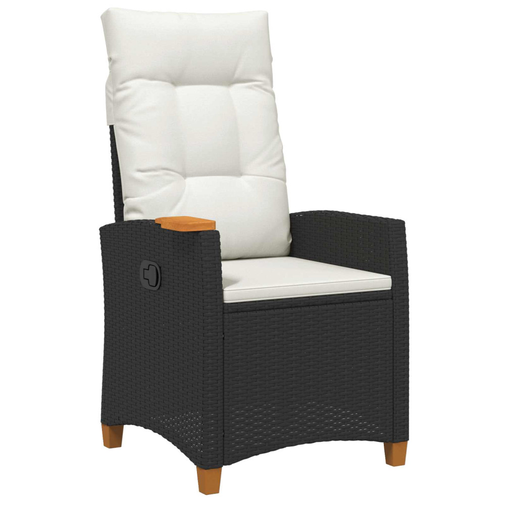 Produktbild för Fällstol med tehylla med kudde 62 x 64 x 112 cm konstrotting