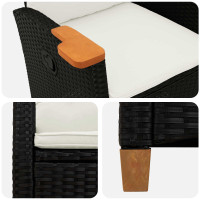 Produktbild för Fällstol med tehylla med kudde 62 x 64 x 112 cm konstrotting