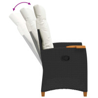Produktbild för Fällstol med tehylla med kudde 62 x 64 x 112 cm konstrotting
