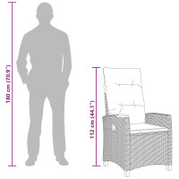 Produktbild för Fällstol med tehylla med kudde 62 x 64 x 112 cm konstrotting