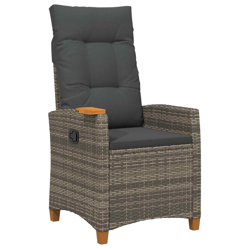 Produktbild för Fällstol med tehylla med kudde 62 x 64 x 112 cm konstrotting