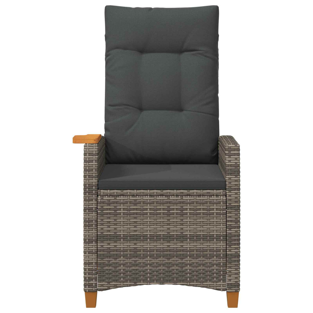Produktbild för Fällstol med tehylla med kudde 62 x 64 x 112 cm konstrotting
