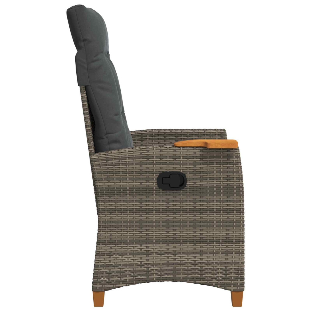 Produktbild för Fällstol med tehylla med kudde 62 x 64 x 112 cm konstrotting