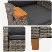 Produktbild för Fällstol med tehylla med kudde 62 x 64 x 112 cm konstrotting
