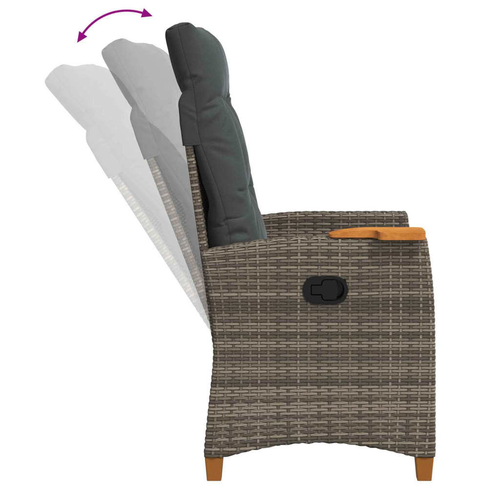 Produktbild för Fällstol med tehylla med kudde 62 x 64 x 112 cm konstrotting