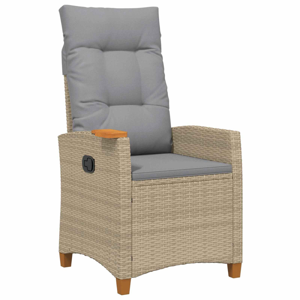 Produktbild för Fällstol med tehylla med kudde 62 x 64 x 112 cm konstrotting