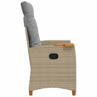 Produktbild för Fällstol med tehylla med kudde 62 x 64 x 112 cm konstrotting
