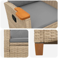 Produktbild för Fällstol med tehylla med kudde 62 x 64 x 112 cm konstrotting