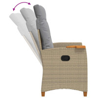 Produktbild för Fällstol med tehylla med kudde 62 x 64 x 112 cm konstrotting