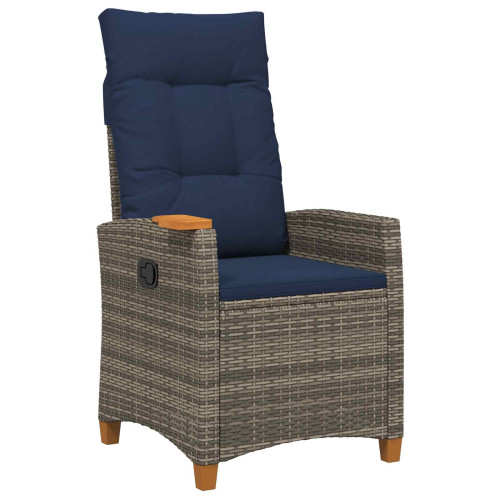 vidaXL Fällstol med tehylla med kudde 62 x 64 x 112 cm konstrotting