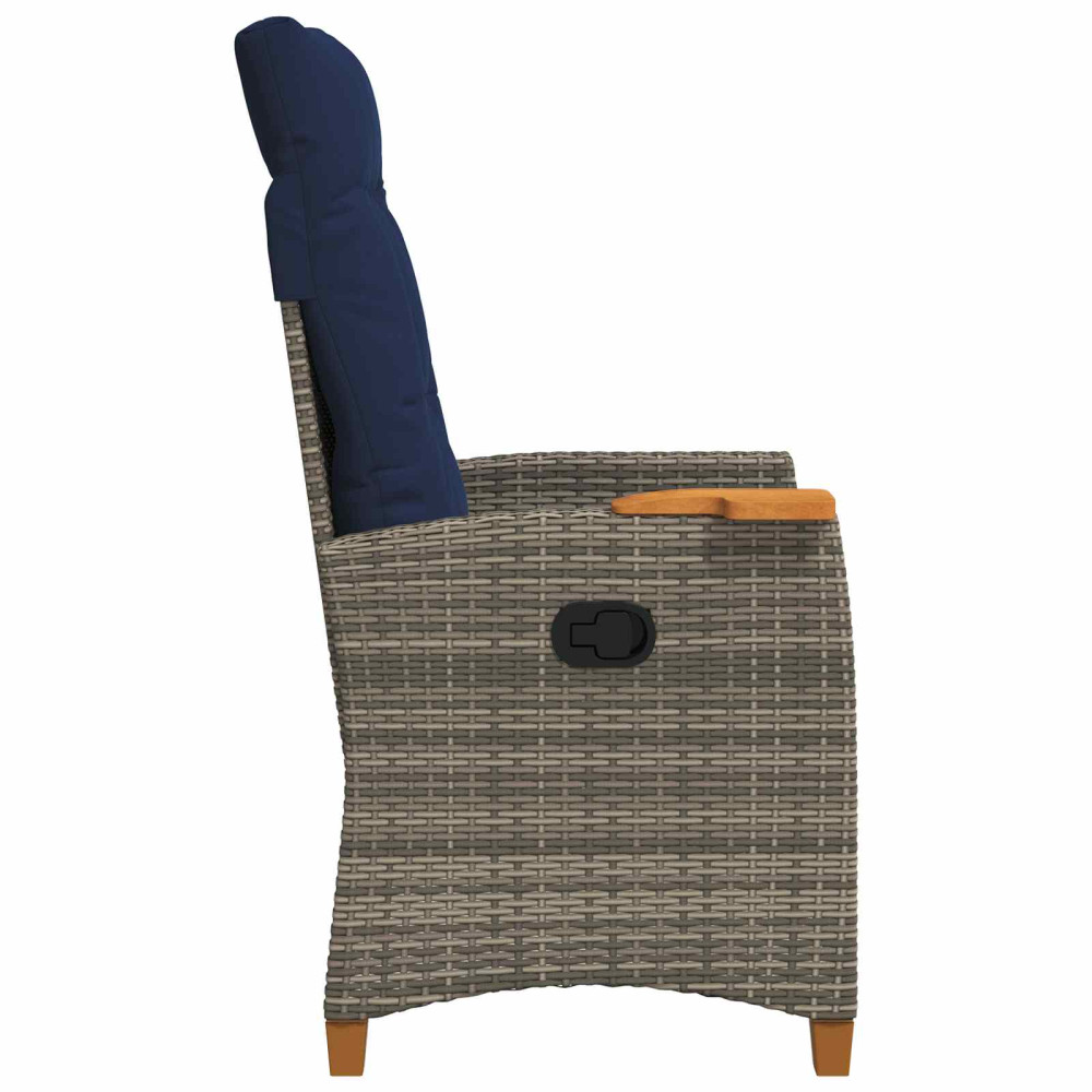 Produktbild för Fällstol med tehylla med kudde 62 x 64 x 112 cm konstrotting