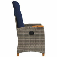Produktbild för Fällstol med tehylla med kudde 62 x 64 x 112 cm konstrotting