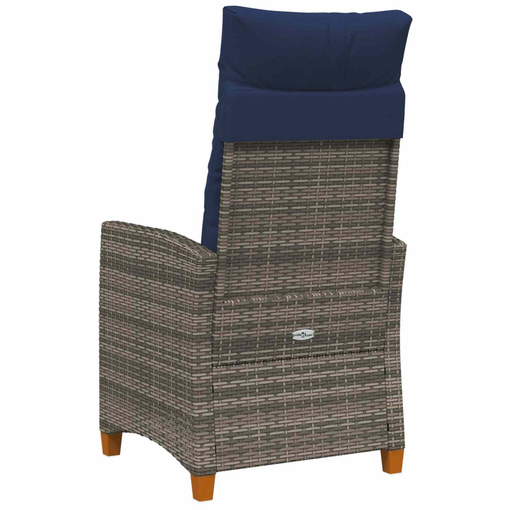 Produktbild för Fällstol med tehylla med kudde 62 x 64 x 112 cm konstrotting