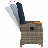 Produktbild för Fällstol med tehylla med kudde 62 x 64 x 112 cm konstrotting