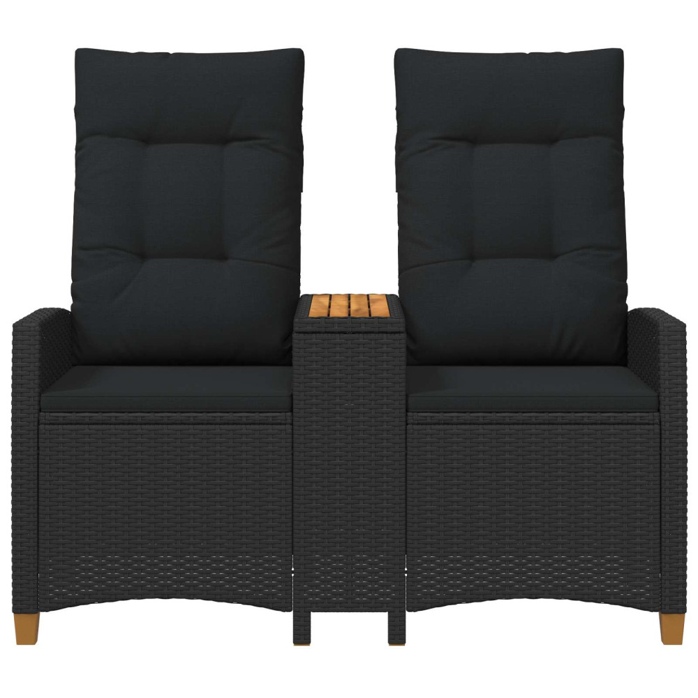 Produktbild för Reclining Bench with Table Svart 126 x 65 x 112 cm konstrotting