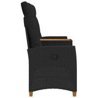 Produktbild för Reclining Bench with Table Svart 126 x 65 x 112 cm konstrotting