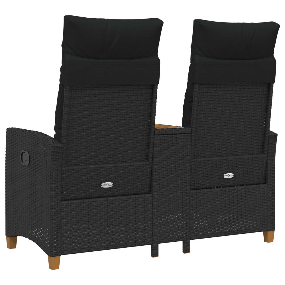 Produktbild för Reclining Bench with Table Svart 126 x 65 x 112 cm konstrotting