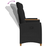 Produktbild för Reclining Bench with Table Svart 126 x 65 x 112 cm konstrotting
