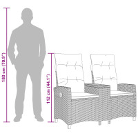 Produktbild för Reclining Bench with Table Svart 126 x 65 x 112 cm konstrotting